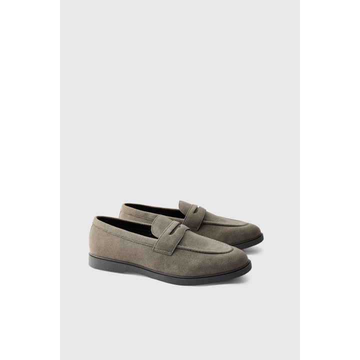 Loafer aus Wildlederimitat - Grau - 41, Grau