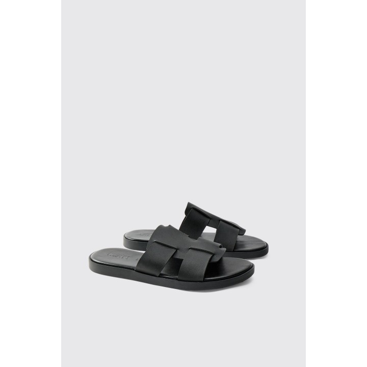 Kunstleder-Sandalen - Schwarz - 41, Schwarz