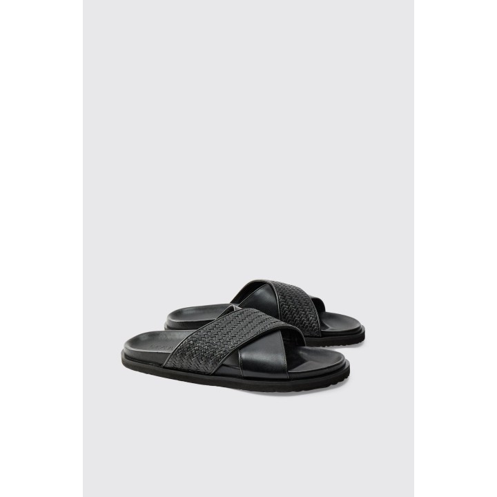 Kunstleder-Sandalen - Schwarz - 41, Schwarz