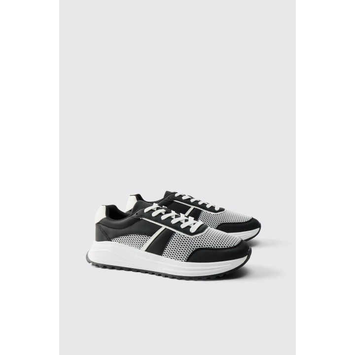 Klobige Mesh-Sneaker - Schwarz - 40, Schwarz