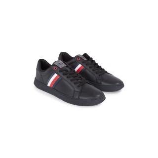 Tommy Hilfiger Sneaker "ESSENTIAL LEATHER CUPSOLE", mit typischen Streifen, Freizeitschuh, Halbschuh, Schnürschuh