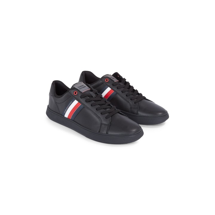 Tommy Hilfiger Sneaker "ESSENTIAL LEATHER CUPSOLE", mit typischen Streifen, Freizeitschuh, Halbschuh, Schnürschuh