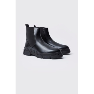 Chelsea-Stiefel mit klobiger Sohle - Schwarz - 41, Schwarz