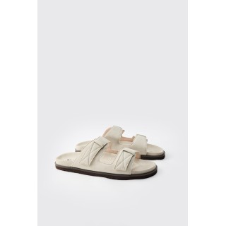 Sandalen aus Wildlederimitat mit Naht-Detail - Grau - 41, Grau