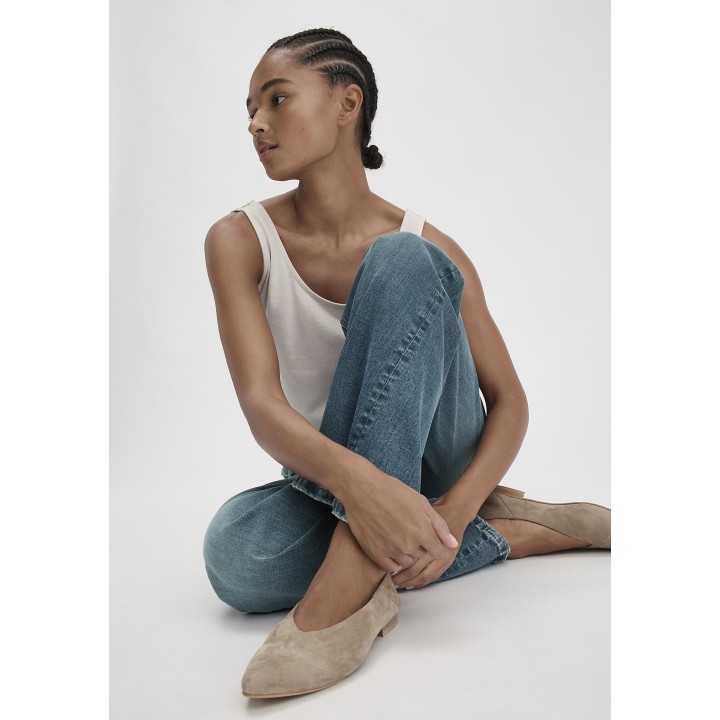 hessnatur Damen Ballerina aus chromfrei gegerbtem Nubuk-Leder - grau - Größe 36