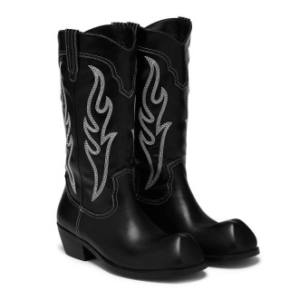 KOI Stiefel - Cryptek Snub Nose Tall Cowboy Boots - Black Vintage - EU41 bis EU46 - für Männer - Größe EU41 - schwarz