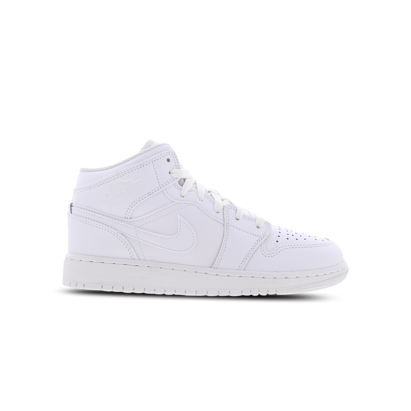 Jordan 1 Mid Unisex Schuhe - Weiß - Größe: 36 - Textil, Leder - Foot Locker