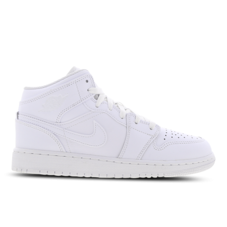 Jordan 1 Mid Unisex Schuhe - Weiß - Größe: 36 - Textil, Leder - Foot Locker