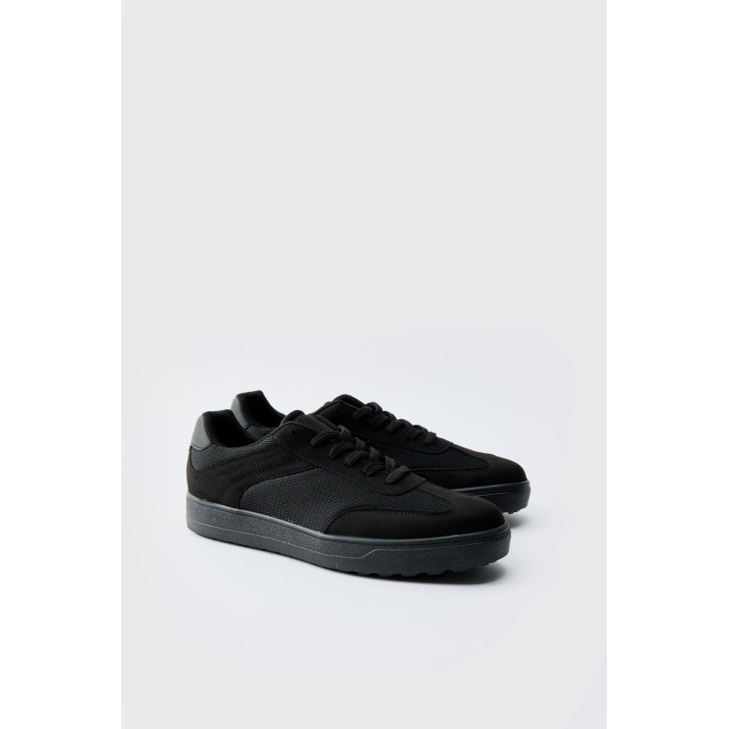 Mesh-Sneaker mit Kontrast-Einsatz - Schwarz - 41, Schwarz