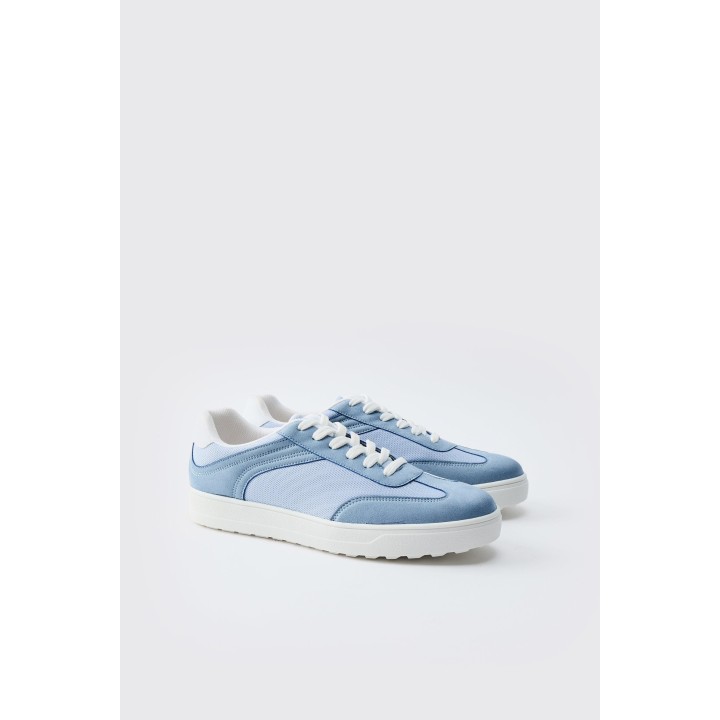 Mesh-Sneaker mit Kontrast-Einsatz - Blau - 41, Blau