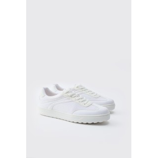 Mesh-Sneaker mit Kontrast-Einsatz - Weiß - 41, Weiß