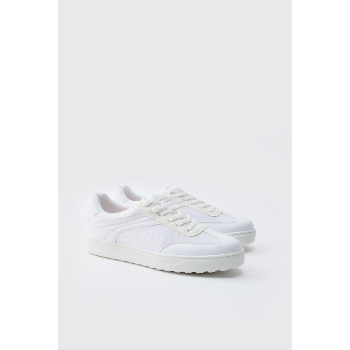 Mesh-Sneaker mit Kontrast-Einsatz - Weiß - 41, Weiß