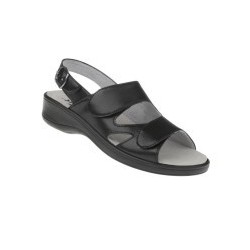tessamino | Damen Sandalen | Sola-Stretch in Leder Optik | Weite H | wechselbares Fußbett mit Microfaserüberzug