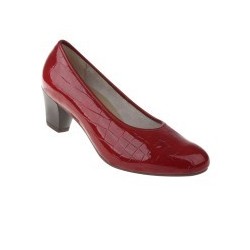 tessamino | Damen Pumps | Sola-Stretch in Lack Optik Krokoprint | Weite H | wechselbares Fußbett mit Microfaserüberzug