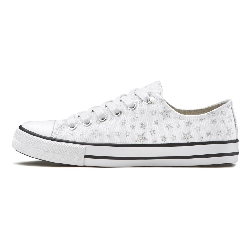 LASCANA Sneaker, mit Sternenprint in Glitzer-Optik, Freizeitschuh, Schnürhalbschuh