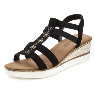 LASCANA Sandalette »Sommerschuh«, Sandalette, Sommerschuh mit Keilabsatz und Schmucksteinen VEGAN
