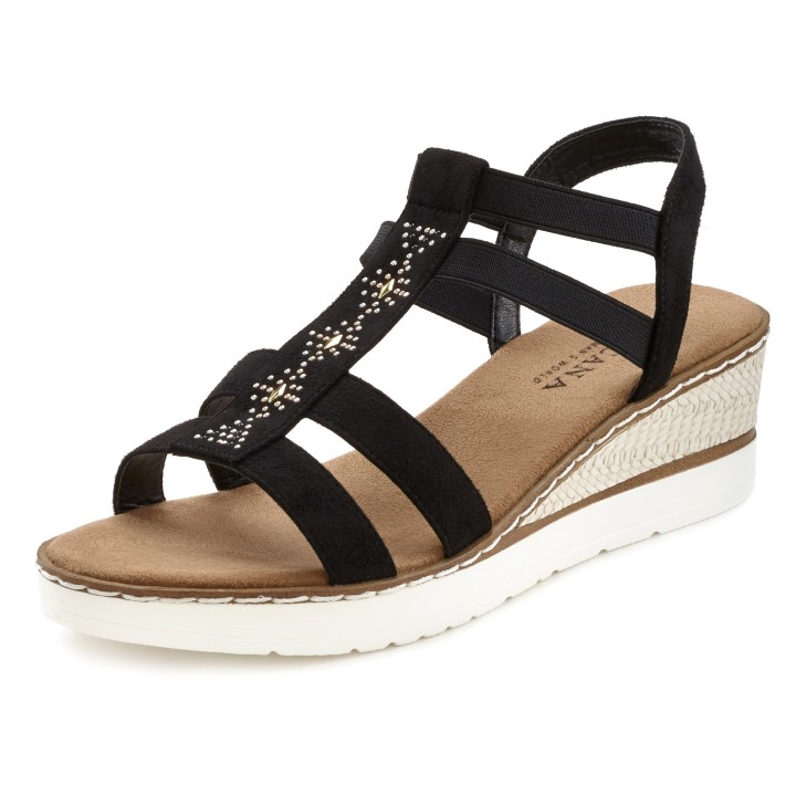LASCANA Sandalette »Sommerschuh«, Sandalette, Sommerschuh mit Keilabsatz und Schmucksteinen VEGAN