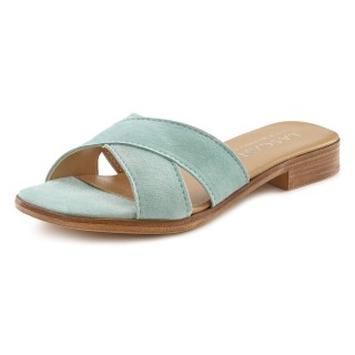 LASCANA Pantolette, Mule, Sandale, offener Schuh aus Leder mit weichen Kreuzbändern