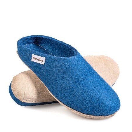 naturling Herren Filz Pantoffel Hausschuh (mit echter) Ledersohle