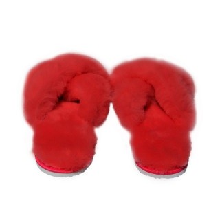 Hollert Hausschuh Damen Lammfell Hausschuhe FLORIDA ROT Merino Echtleder Sandaletten