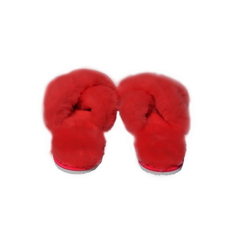 Hollert Hausschuh Damen Lammfell Hausschuhe FLORIDA ROT Merino Echtleder Sandaletten