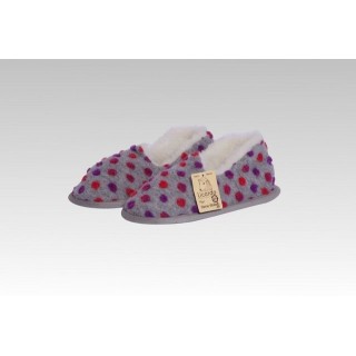 Licardo Hausschuhe Mokassin Wolle Noppen silber Hausschuh (1 Paar, 0-tlg) für warme Füße
