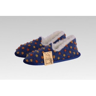 Licardo Hausschuhe Mokassin Wolle Noppen blau Hausschuh (1 Paar, 0-tlg) für warme Füße