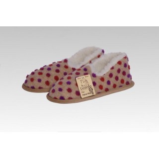 Licardo Hausschuhe Mokassin Wolle Noppen beige Hausschuh (1 Paar, 0-tlg) für warme Füße