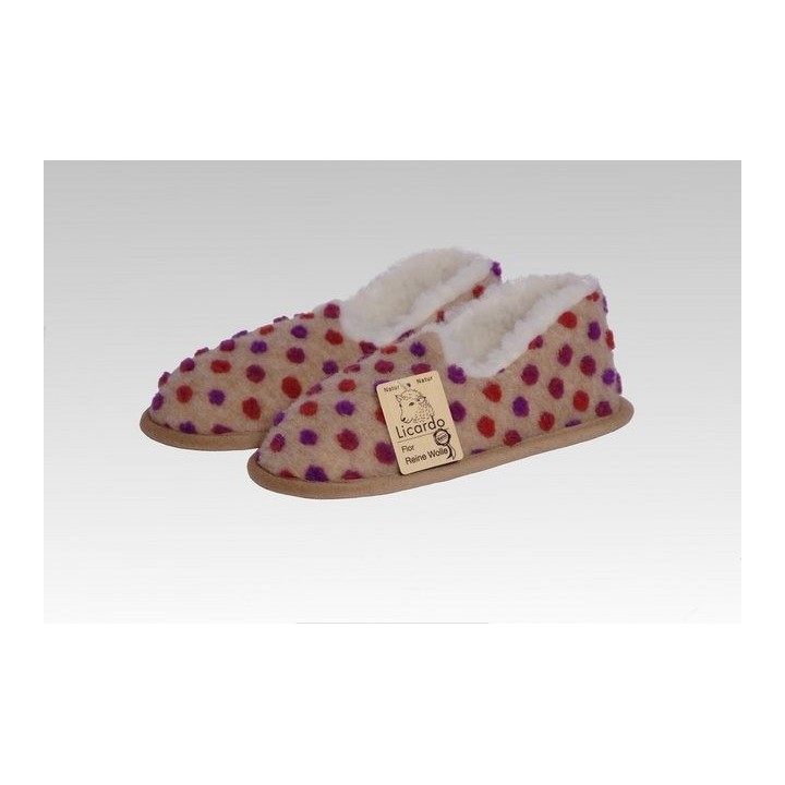 Licardo Hausschuhe Mokassin Wolle Noppen beige Hausschuh (1 Paar, 0-tlg) für warme Füße