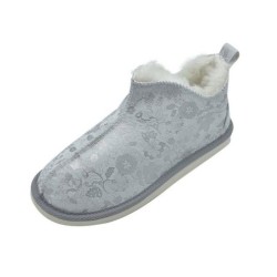 Hollert Hausschuh Angel Silber Hüttenschuhe Fellschuhe Echtleder