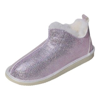 Hollert Hausschuh Damen Hüttenschuhe Cinderella Glitzer Echtleder Merino Schaffell Fellschuhe