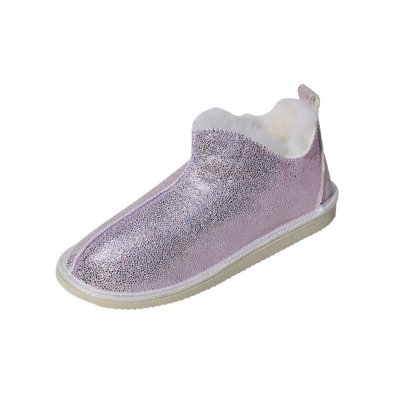 Hollert Hausschuh Damen Hüttenschuhe Cinderella Glitzer Echtleder Merino Schaffell Fellschuhe