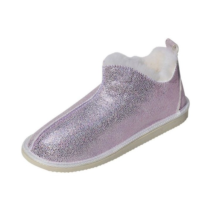 Hollert Hausschuh Damen Hüttenschuhe Cinderella Glitzer Echtleder Merino Schaffell Fellschuhe