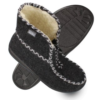 filsko Medle Damen Winter Hüttenschuhe mit Reißverschluss Hausschuh mit Schafwolle gefüttert