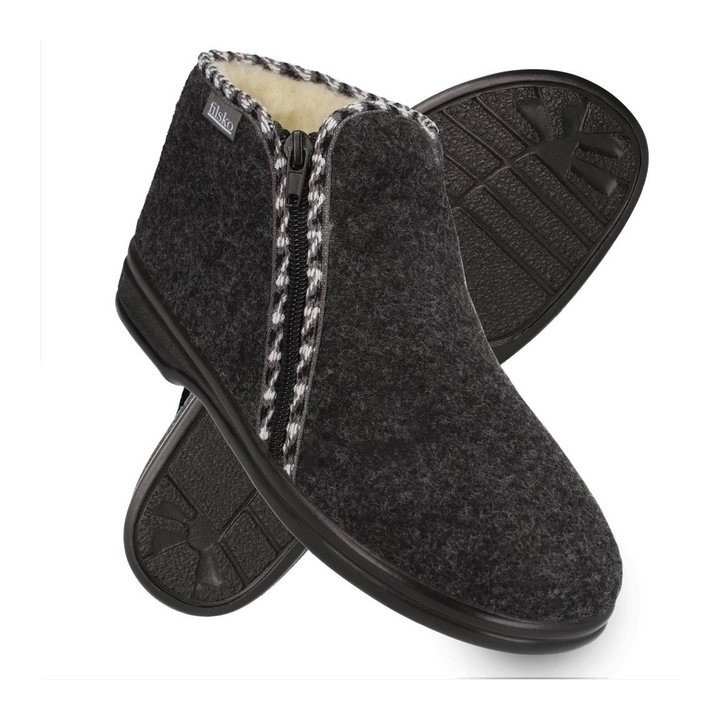 filsko Kramfors Winter Filz HausSchuhe für Damen Hausschuh mit Reißverschluss