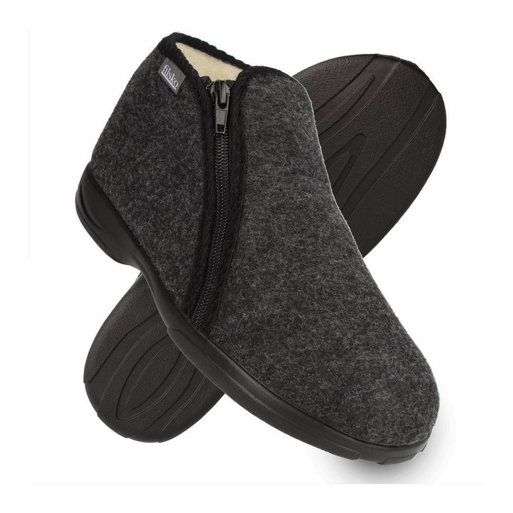 filsko Kramfors Winter Filz HausSchuhe für Herren Hausschuh mit Reißverschluss