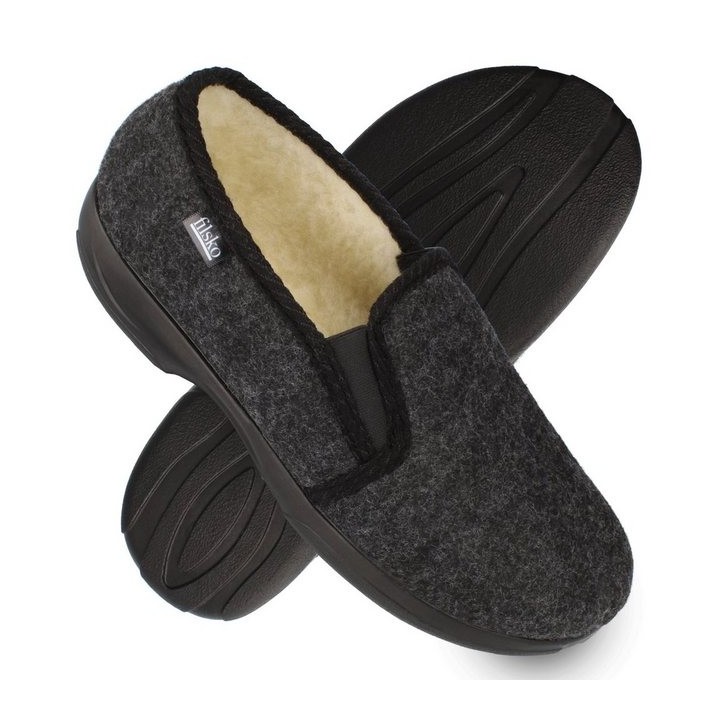 filsko Vemdalen Warme Winter Hausschuhe für Herren Hausschuh (Thermoplastischer Gummi) aus Filz
