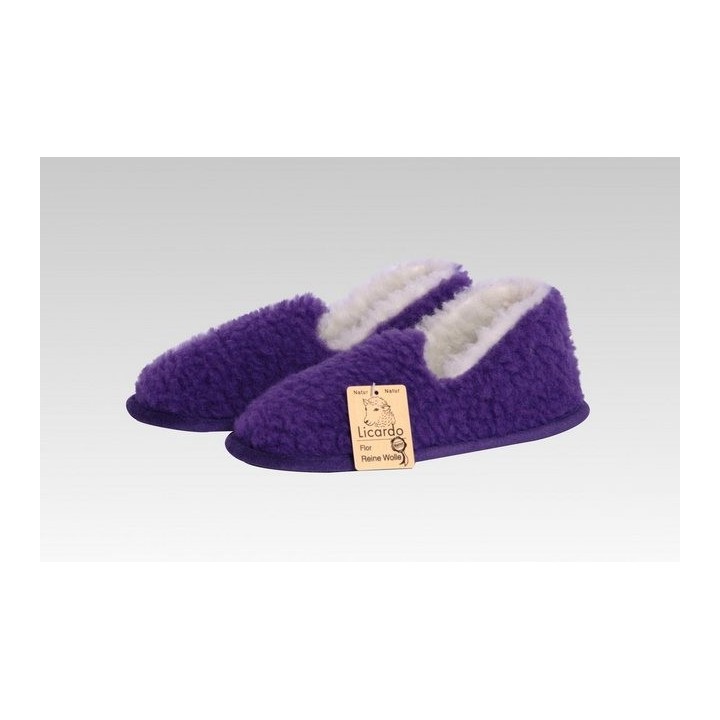 Licardo Hausschuhe Mokassin Wolle lila Hausschuh (1 Paar, 0-tlg) für warme Füße