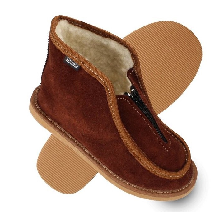 filsko Skier Veloursleder Hüttenschuhe Hausschuhe Damen & Herren Hausschuh aus Velours