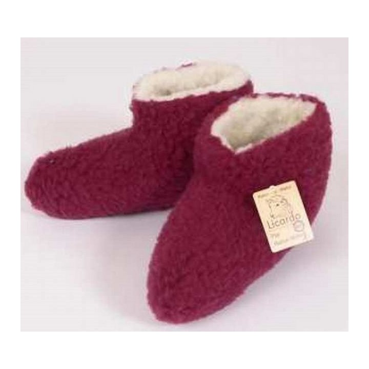 Licardo Hausschuhe Bettschuhe Wolle farbig bordeaux Hausschuh (1 Paar, 0-tlg) für warme Füße
