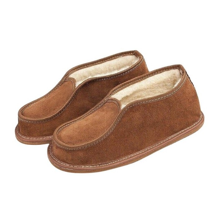 em-ka Damen Herren Leder Winter Hausschuhe Hüttenschuhe Mokassin Schafwolle Hausschuh Naturprodukt, Schurwolle, Lamwolle