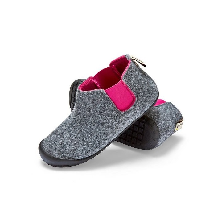 Gumbies Brumby in Grey-Pink Hausschuh aus recycelten Materialien, rutschfeste & stabile Sohle