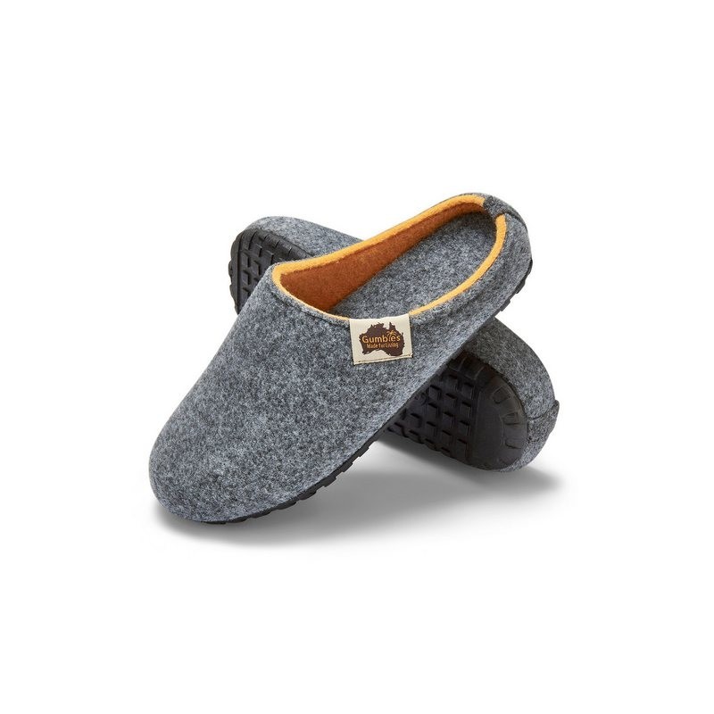 Gumbies Outback Slipper in Grey-Curry Hausschuh aus recycelten Materialien, rutschfeste & stabile Sohle