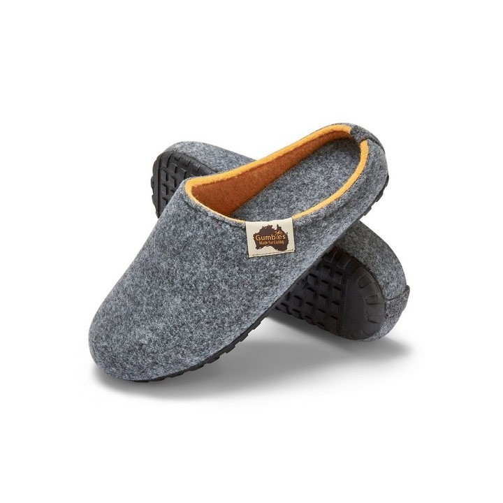 Gumbies Outback Slipper in Grey-Curry Hausschuh aus recycelten Materialien, rutschfeste & stabile Sohle