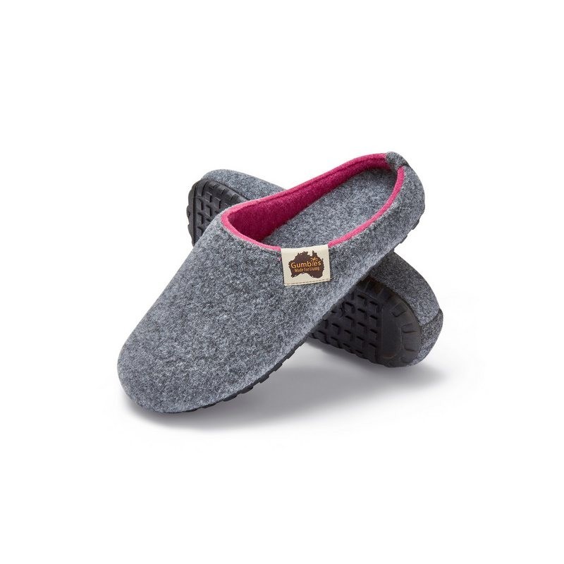 Gumbies Outback Slipper in Grey Pink Hausschuh aus recycelten Materialien, rutschfeste & stabile Sohle