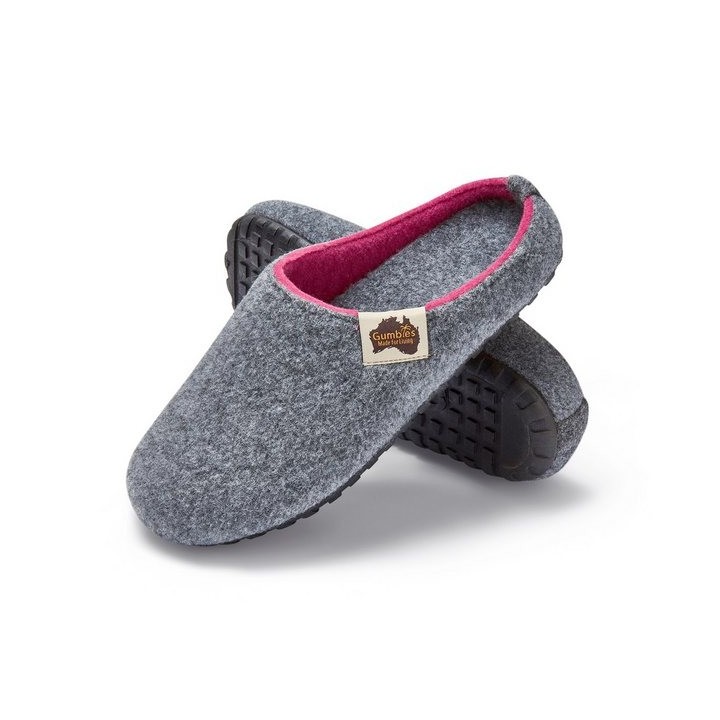 Gumbies Outback Slipper in Grey Pink Hausschuh aus recycelten Materialien, rutschfeste & stabile Sohle
