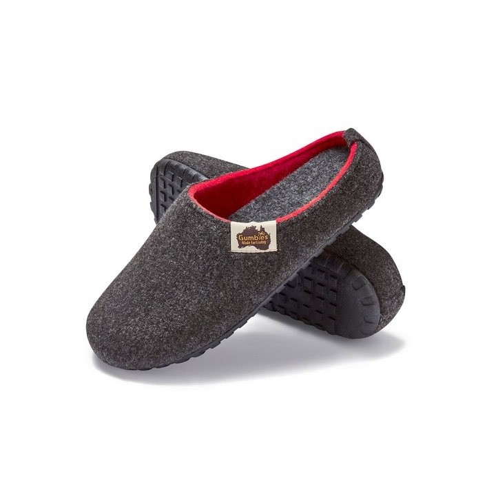 Gumbies Outback Slipper in Charcoal Red Hausschuh aus recycelten Materialien, rutschfeste & stabile Sohle