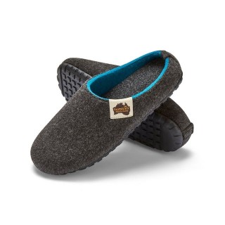 Gumbies Outback Slipper in Charcoal Turquoise Hausschuh aus recycelten Materialien, rutschfeste & stabile Sohle
