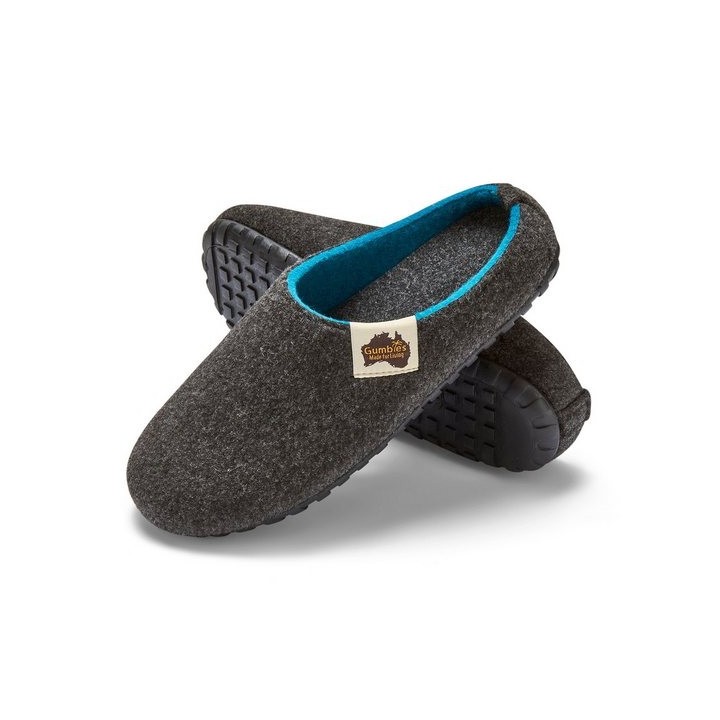 Gumbies Outback Slipper in Charcoal Turquoise Hausschuh aus recycelten Materialien, rutschfeste & stabile Sohle