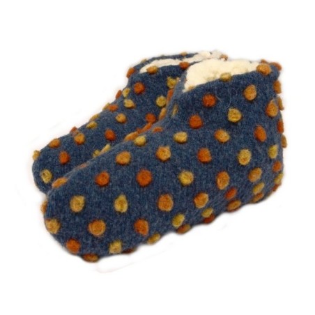 Licardo Hausschuhe Bettschuhe Wolle Noppen blau Hausschuh (1 Paar, 0-tlg) für warme Füße